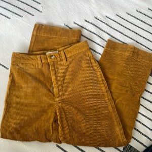 Slim Emmett Wide-Leg Crop Corduroy Mustard